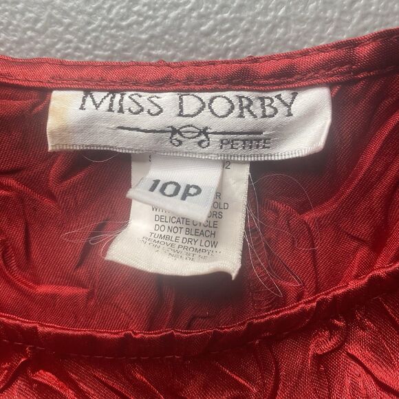 Vtg MISS DORBY 2-Piece Midi Skirt Sleeveless Blouse Set Petite Womens 10 P Red - Picture 4 of 14